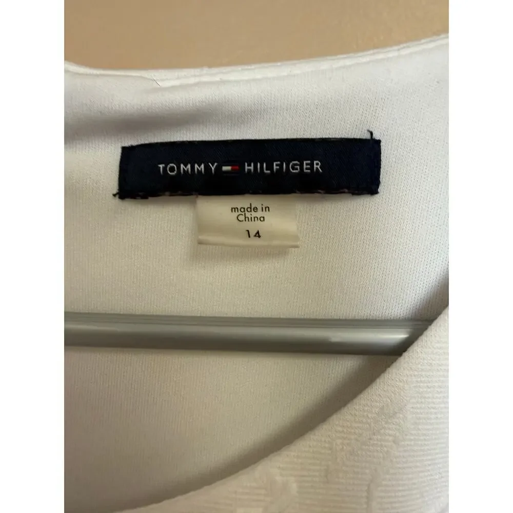 Tommy Hillfiger white on white form fitted dress womens size 14